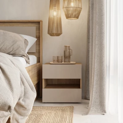 Noční stolek NOAH - dub mauvella / béžový