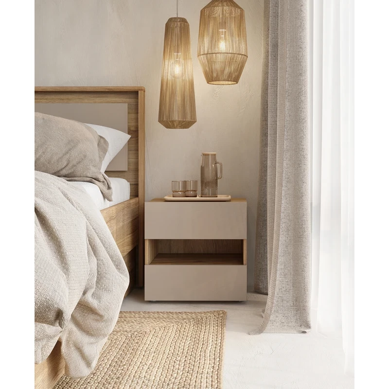 Noční stolek NOAH - dub mauvella / béžový