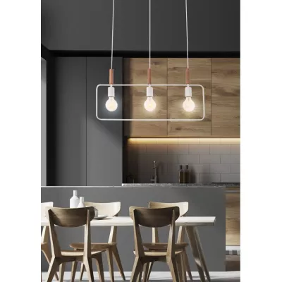 Závěsné světlo ve skandinávském stylu nad jídelní stůl FRAME - 3xE27, 60W, bílé