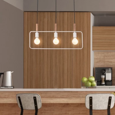 Závěsné světlo ve skandinávském stylu nad jídelní stůl FRAME - 3xE27, 60W, bílé