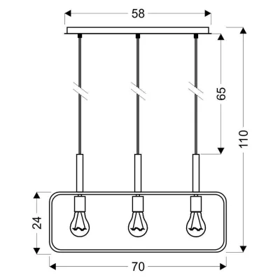 Závěsné světlo ve skandinávském stylu nad jídelní stůl FRAME - 3xE27, 60W, černé