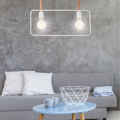 Závěsné světlo ve skandinávském stylu nad jídelní stůl FRAME - 2xE27, 60W, bílé