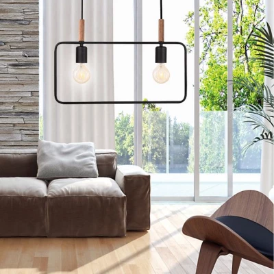 Závěsné světlo ve skandinávském stylu nad jídelní stůl FRAME - 2xE27, 60W, černé