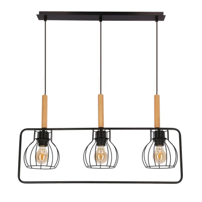 Závěsné osvětlení nad jídelní stůl FRANITA - 3xE27, 40W, černé / hnědé