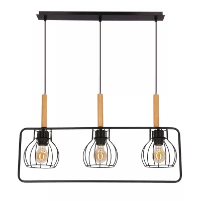 Závěsné osvětlení nad jídelní stůl FRANITA - 3xE27, 40W, černé / hnědé