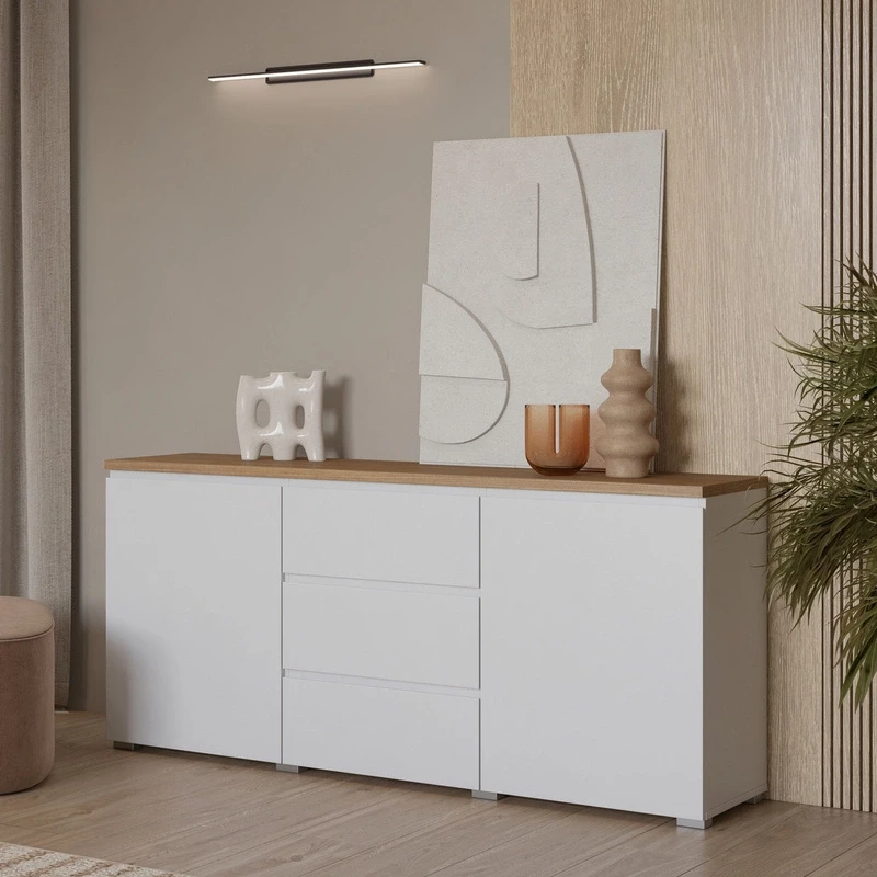 Kombinovaná komoda CAPRI - bílá / dub mauvella