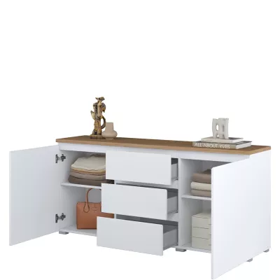 Kombinovaná komoda CAPRI - bílá / dub mauvella