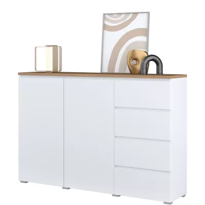 Komoda s dvířky a šuplíky CAPRI - bílá / dub mauvella