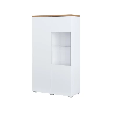 Prosklená vitrína CAPRI - bílá / dub mauvella