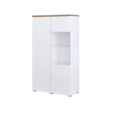 Prosklená vitrína CAPRI - bílá / dub mauvella