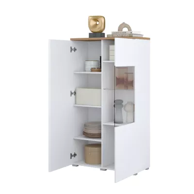 Prosklená vitrína CAPRI - bílá / dub mauvella