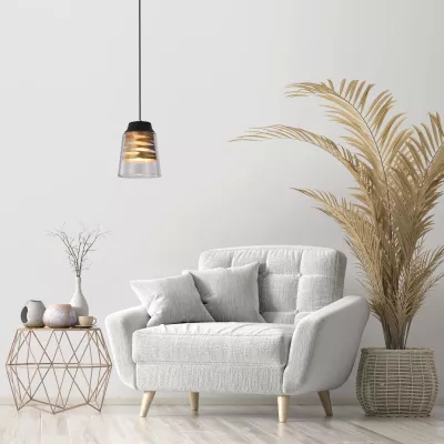 Moderní závěsné světlo FRESNO - 1xE27, 60W, černé / zlaté / čiré