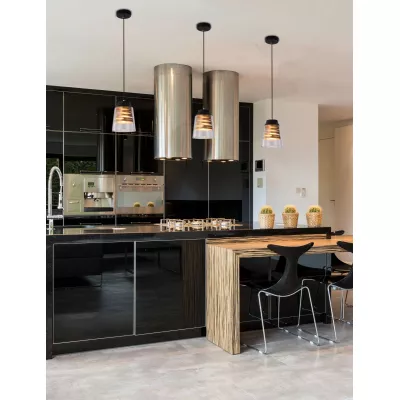 Moderní závěsné světlo FRESNO - 1xE27, 60W, černé / zlaté / čiré