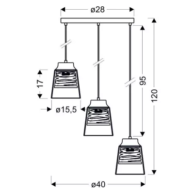 Moderní závěsné světlo FRESNO - 3xE27, 60W, černé / zlaté / čiré