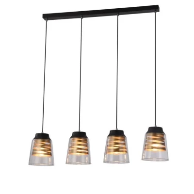 Moderní závěsné svítidlo FRESNO - 4xE27, 60W, černé / zlaté / čiré