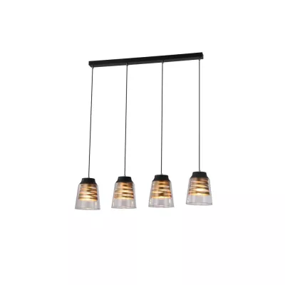 Moderní závěsné svítidlo FRESNO - 4xE27, 60W, černé / zlaté / čiré