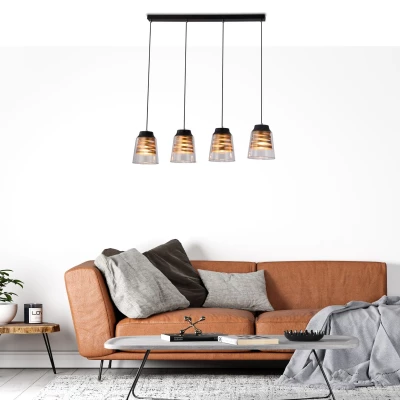 Moderní závěsné svítidlo FRESNO - 4xE27, 60W, černé / zlaté / čiré