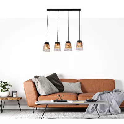 Moderní závěsné svítidlo FRESNO - 4xE27, 60W, černé / zlaté / čiré