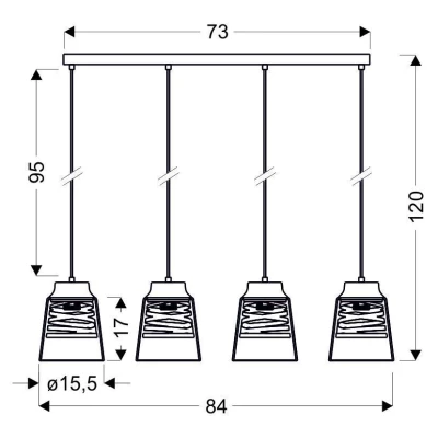 Moderní závěsné svítidlo FRESNO - 4xE27, 60W, černé / zlaté / čiré