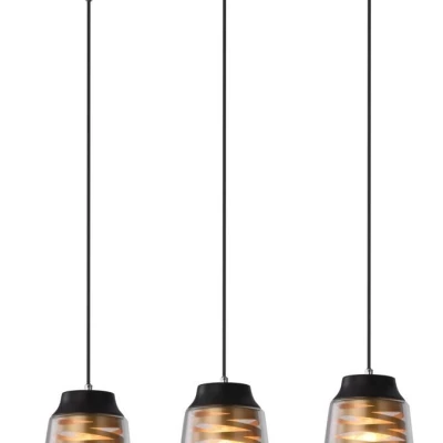 Moderní závěsné svítidlo FRESNO - 3xE27, 60W, černé / zlaté / čiré