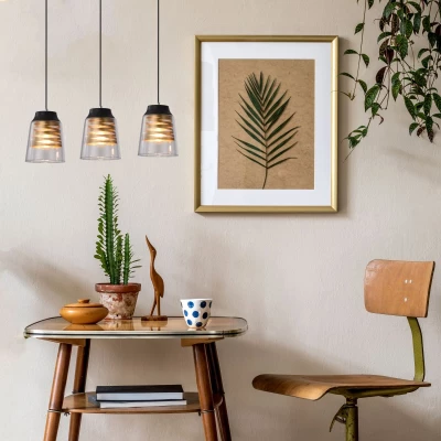 Moderní závěsné svítidlo FRESNO - 3xE27, 60W, černé / zlaté / čiré