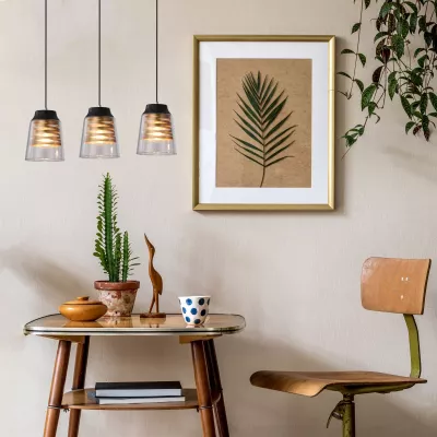 Moderní závěsné svítidlo FRESNO - 3xE27, 60W, černé / zlaté / čiré