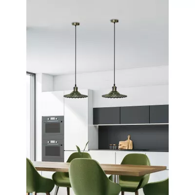 Závěsné art deco svítidlo GENEVA - 1xE27, 40W, antické zlaté / zelené