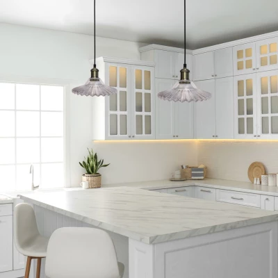 Závěsné art deco svítidlo GENEVA - 1xE27, 40W, antické zlaté / čiré