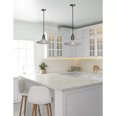 Závěsné art deco svítidlo GENEVA - 1xE27, 40W, antické zlaté / čiré