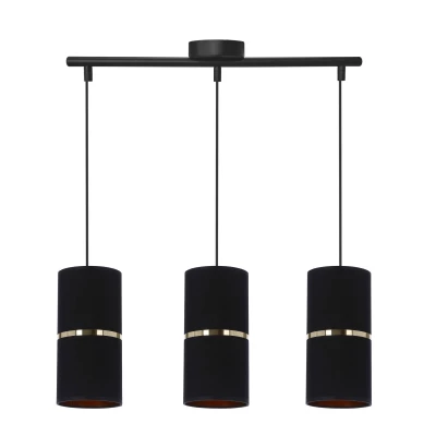 Moderní závěsné světlo nad jídelní stůl GINA - 3xE27, 60W, černé / zlaté