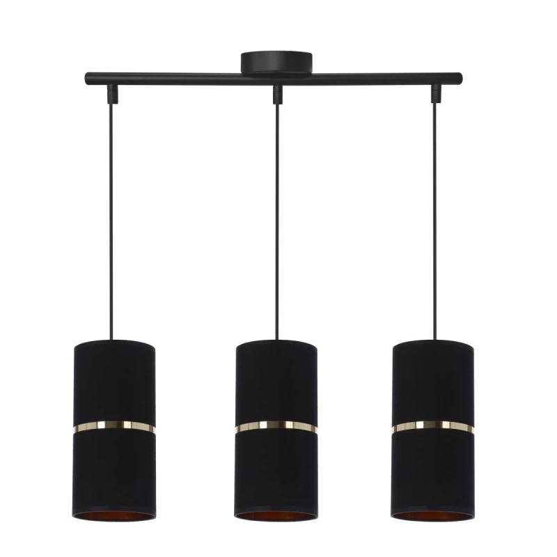 Moderní závěsné světlo nad jídelní stůl GINA - 3xE27, 60W, černé / zlaté