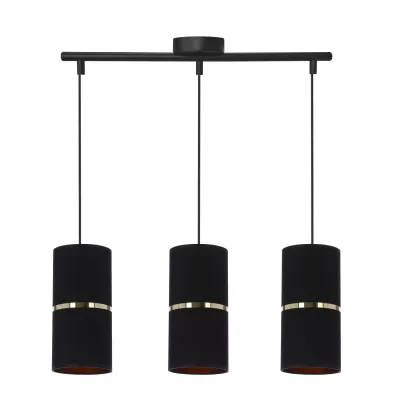 Moderní závěsné světlo nad jídelní stůl GINA - 3xE27, 60W, černé / zlaté