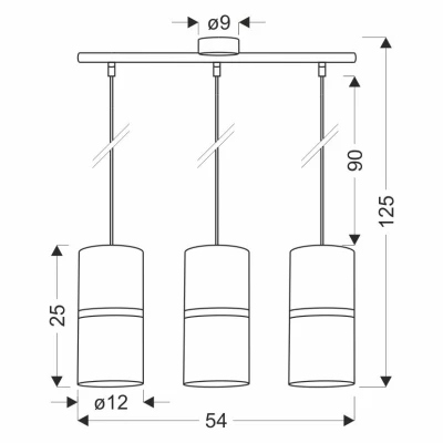 Moderní závěsné světlo nad jídelní stůl GINA - 3xE27, 60W, černé / zlaté