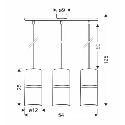 Moderní závěsné světlo nad jídelní stůl GINA - 3xE27, 60W, černé / zlaté