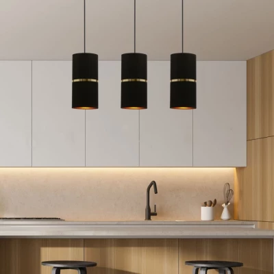 Moderní závěsné světlo nad jídelní stůl GINA - 3xE27, 60W, černé / zlaté
