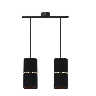 Moderní závěsné světlo nad jídelní stůl GINA - 2xE27, 60W, černé / zlaté