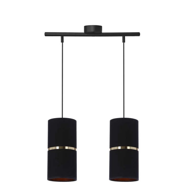 Moderní závěsné světlo nad jídelní stůl GINA - 2xE27, 60W, černé / zlaté