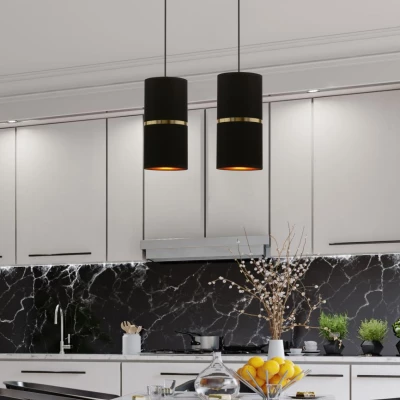 Moderní závěsné světlo nad jídelní stůl GINA - 2xE27, 60W, černé / zlaté