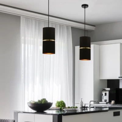 Moderní závěsné světlo GINA - 1xE27, 60W, černé / zlaté