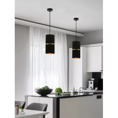 Moderní závěsné světlo GINA - 1xE27, 60W, černé / zlaté