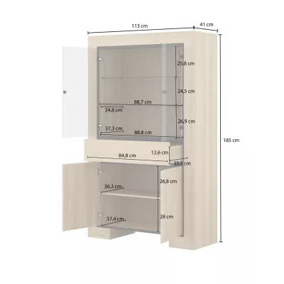 Prosklená vitrína DASI - dub / černá