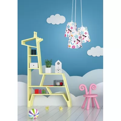 Dětský závěsný lustr na lanku GIRL - 3xE27, 40W, vícebarevný