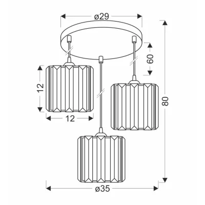 Závěsné osvětlení GLASSIA - 3xE27, 40W, černé / čiré