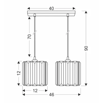Závěsné osvětlení nad jídelní stůl GLASSIA - 2xE27, 40W, černé / čiré