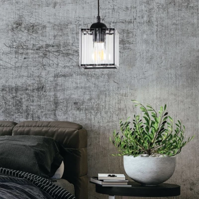 Závěsné osvětlení GLASSIA - 1xE27, 40W, černé / čiré