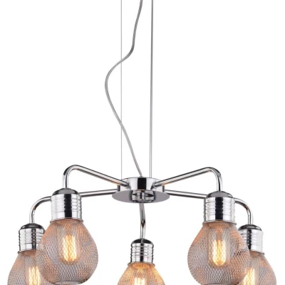 Závěsné moderní pětiramenné osvětlení GLIVA - 5xE27, 60W, chromované