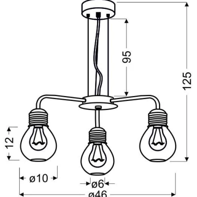 Závěsné moderní tříramenné osvětlení GLIVA - 3xE27, 60W, chromované
