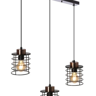 Závěsné svítidlo nad jídelní stůl GLOB - 3xE27, 40W, černé / zlaté