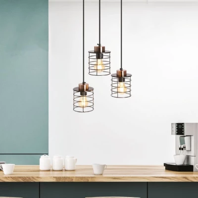 Industriální závěsné osvětlení GLOB - 3xE27, 40W, černé / zlaté