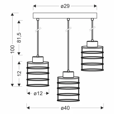 Industriální závěsné osvětlení GLOB - 3xE27, 40W, černé / zlaté